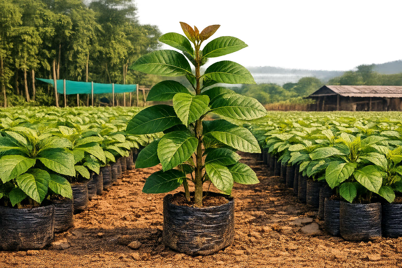 Firewood plant saplings at Agatya Greens Nursery for sustainable fuel and CSR projects